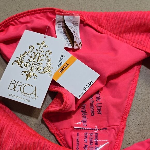 BECCA Moonridge Hotpink Rib Adela Hipster Bikini Bottom - Picture 5 of 12